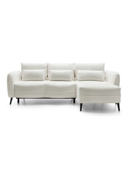 Kampinė sofa Skul, pieno balta