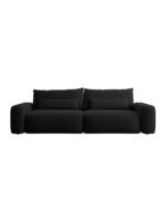 Trivietė sofa-lova Fabre, juoda, austas šenilas