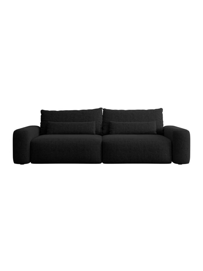 Trivietė sofa-lova Fabre, juoda, austas šenilas - Image 10