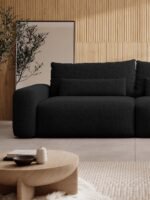 Trivietė sofa-lova Fabre, juoda, austas šenilas - Image 5