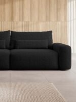 Trivietė sofa-lova Fabre, juoda, austas šenilas - Image 6