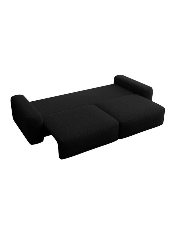 Trivietė sofa-lova Fabre, juoda, austas šenilas - Image 9