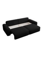 Trivietė sofa-lova Fabre, juoda, austas šenilas - Image 8