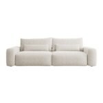 Trivietė sofa-lova Fabre, kreminė, austas šenilas
