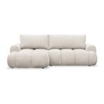 Kampinė sofa Bolu-mini, kreminė, boucle