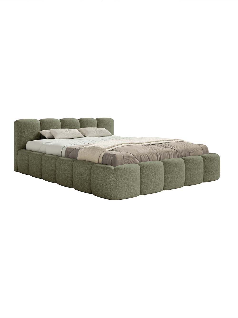 Viengulė lova Capri-L 120 cm, alyvuogių žalia, šenilas