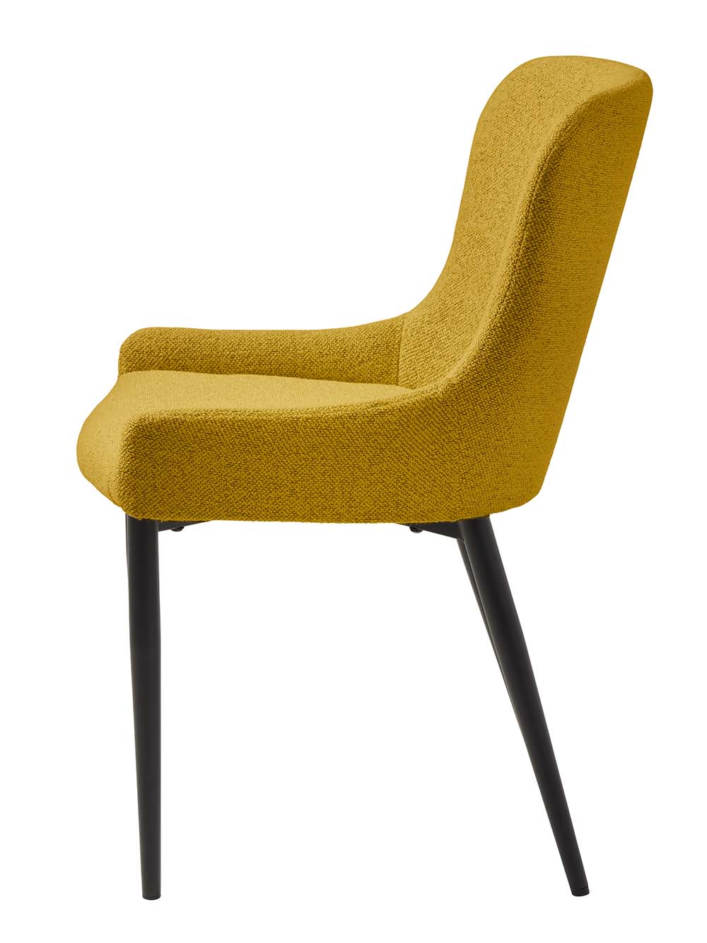 Valgomojo kėdė Nolia, garstyčių geltonas boucle, juodos kojelės2