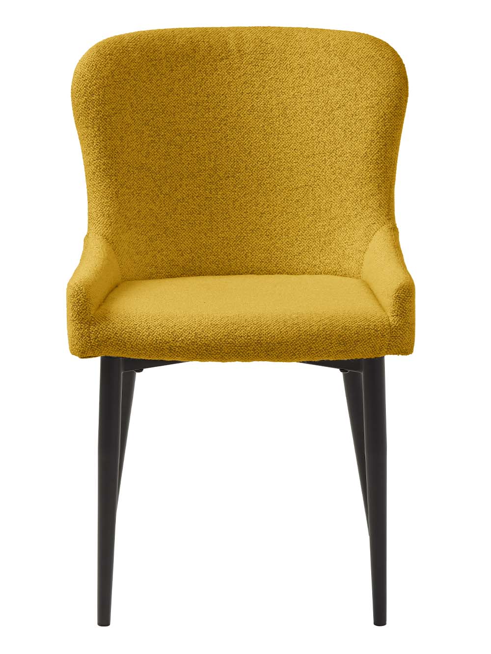 Valgomojo kėdė Nolia, garstyčių geltonas boucle, juodos kojelės3