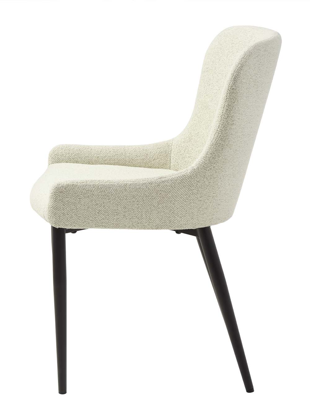 Valgomojo kėdė Nolia, pieno baltumo boucle, juodos kojelės2