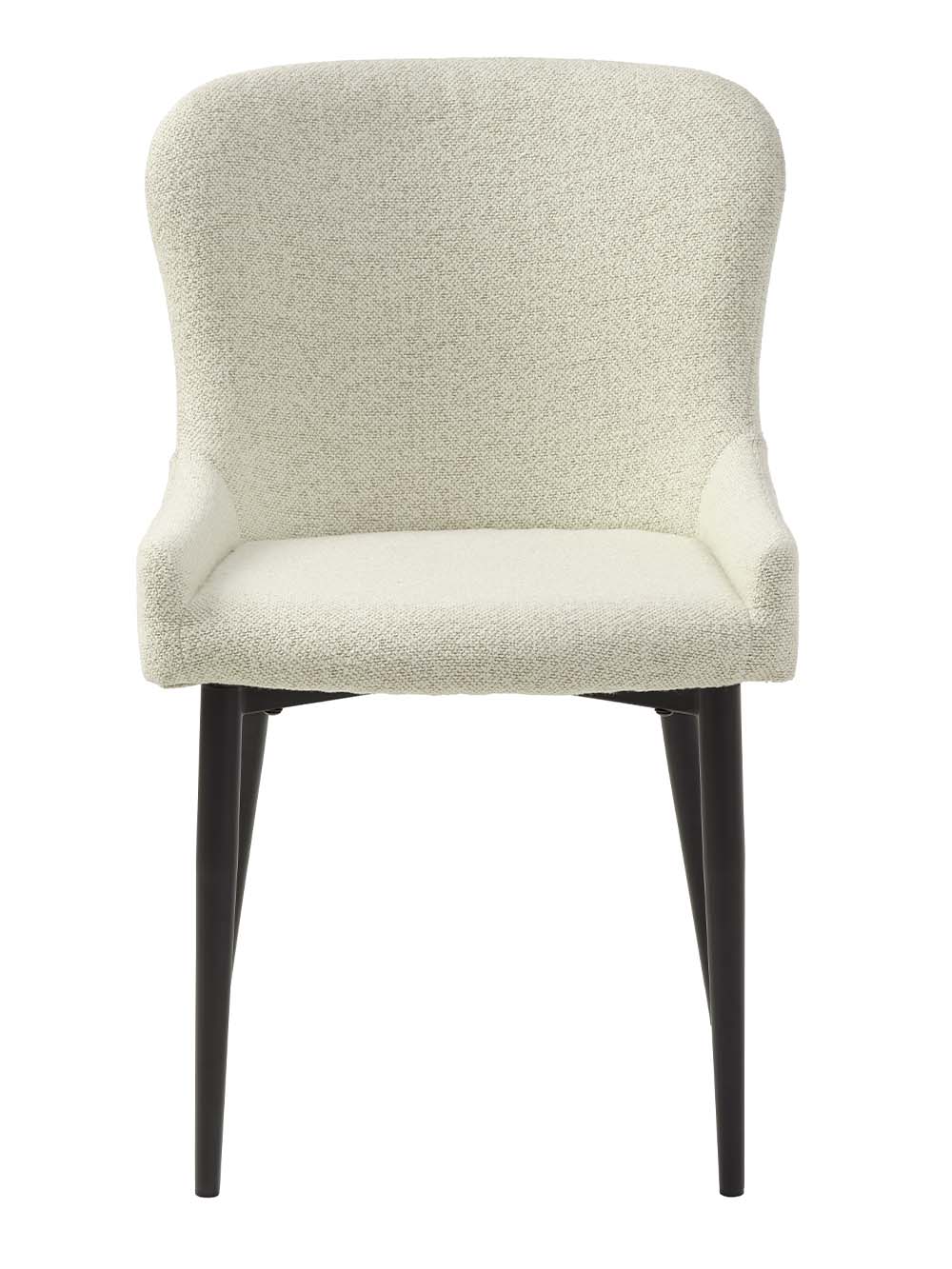 Valgomojo kėdė Nolia, pieno baltumo boucle, juodos kojelės3