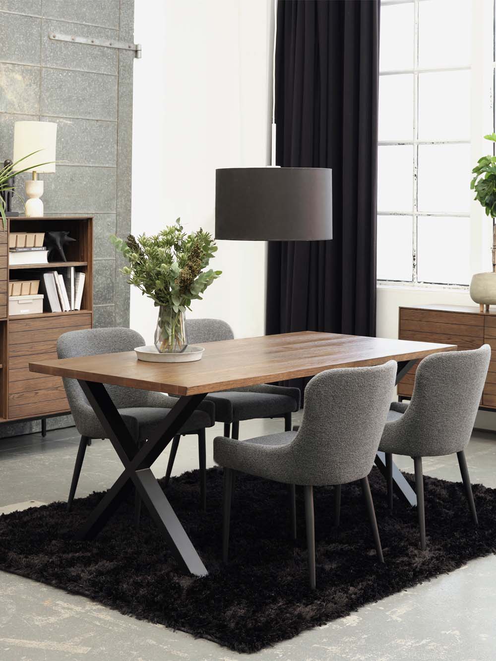 Valgomojo kėdė Nolia, tamsiai pilkas boucle, juodos kojelės5