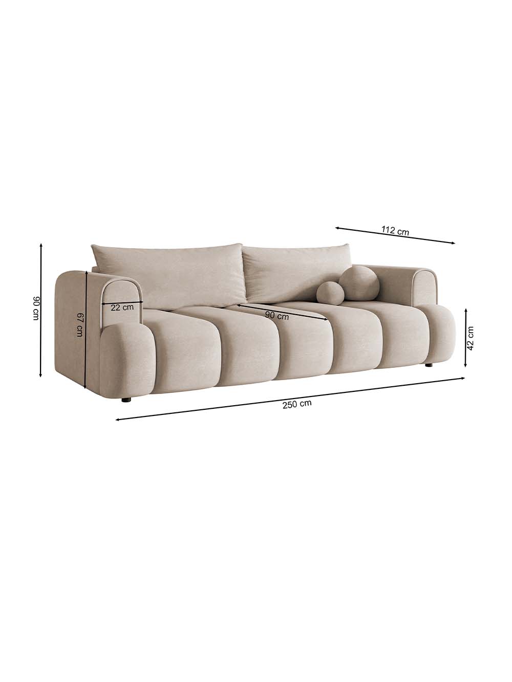 dandy-trievietė sofa lova-pilko smėlio šenilas-REDAGUOTA-10