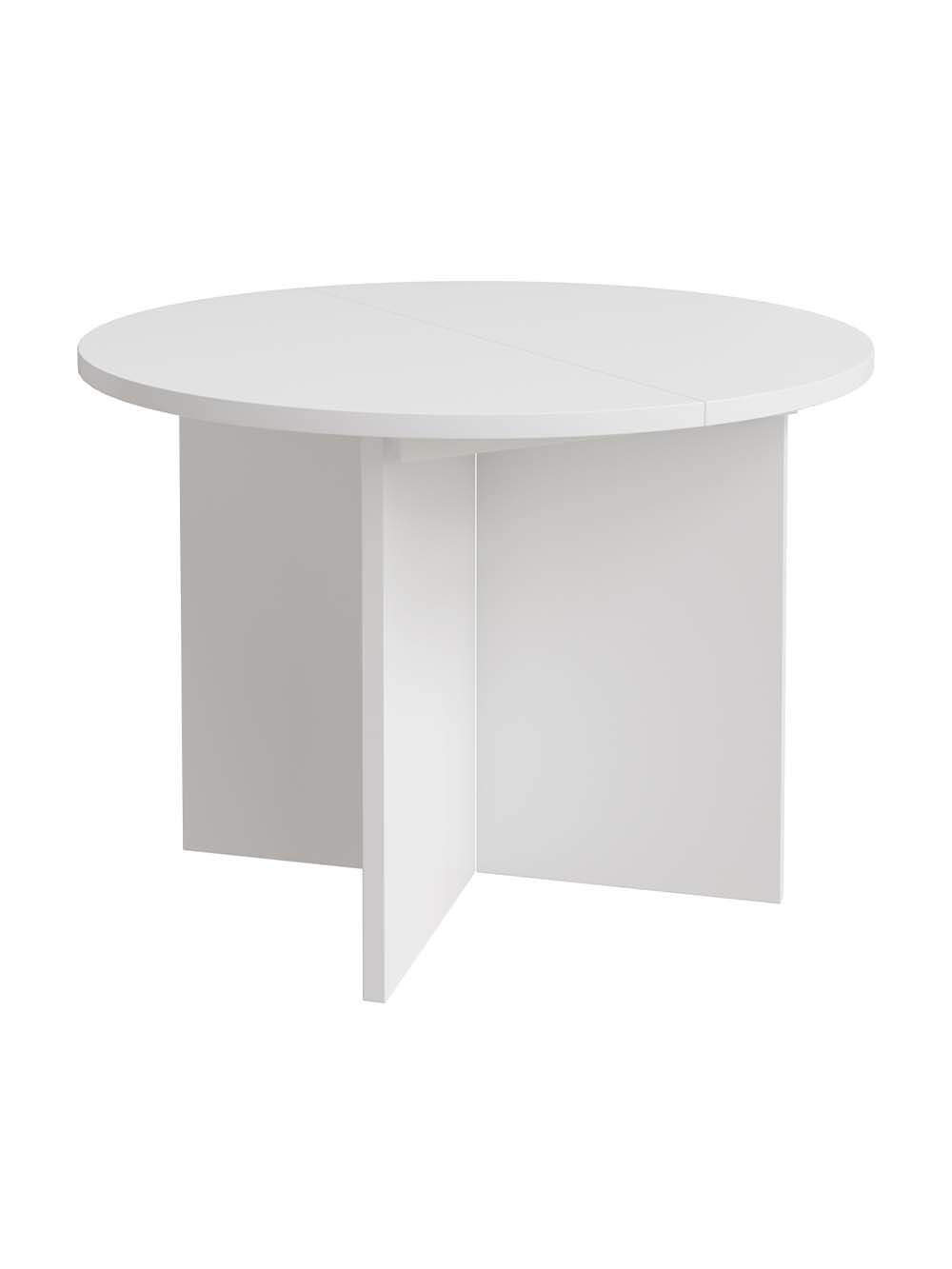Apvalus prailginamas valgomojo stalas Heka, 110-190 cm, baltas