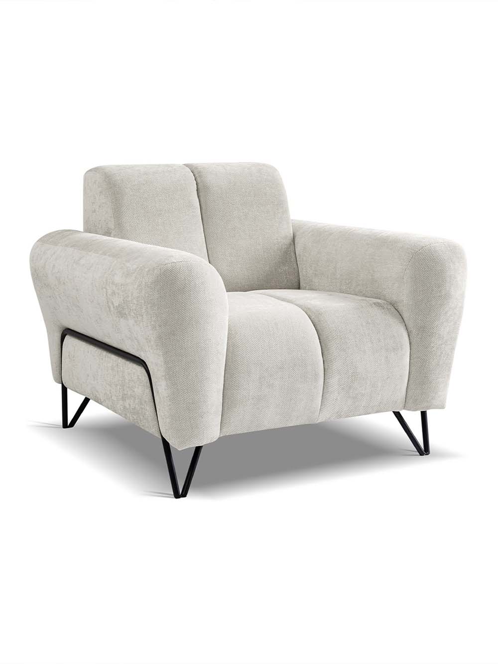 Fotelis Velore, juoda.kreminė, šenilas2