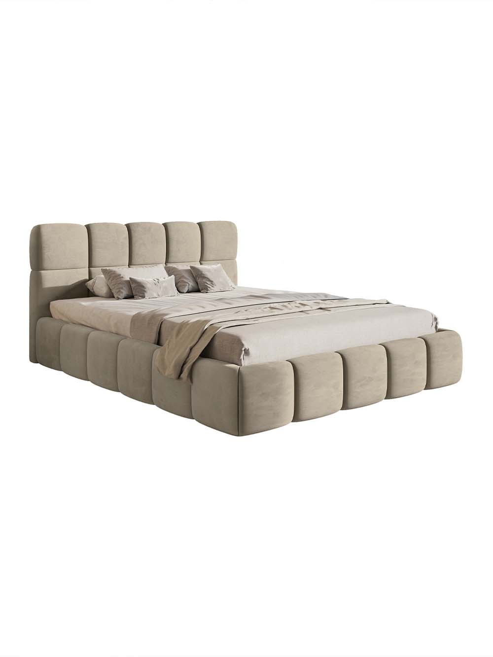 Viengulė lova Capri 120 cm, pilko smėlio, veliūras3