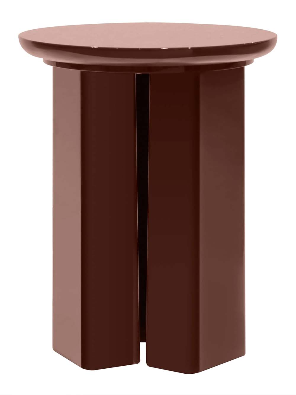 Apvalus šoninis staliukas Fariel, 40 cm, rausvai ruda, blizgus paviršius