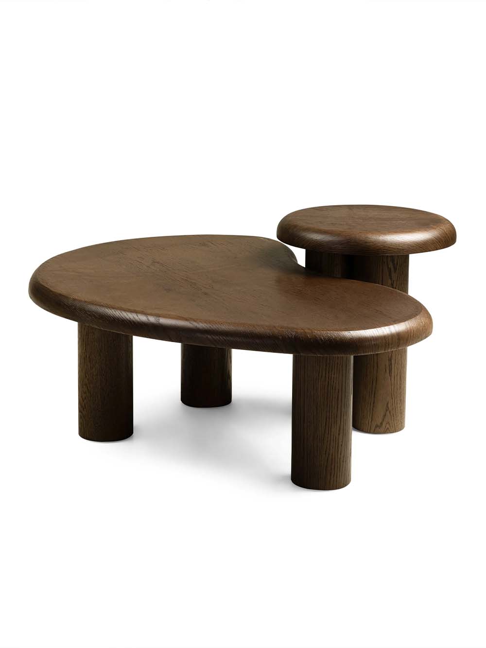 Kavos staliukų rinkinys Elriva, tamsaus ąžuolo9