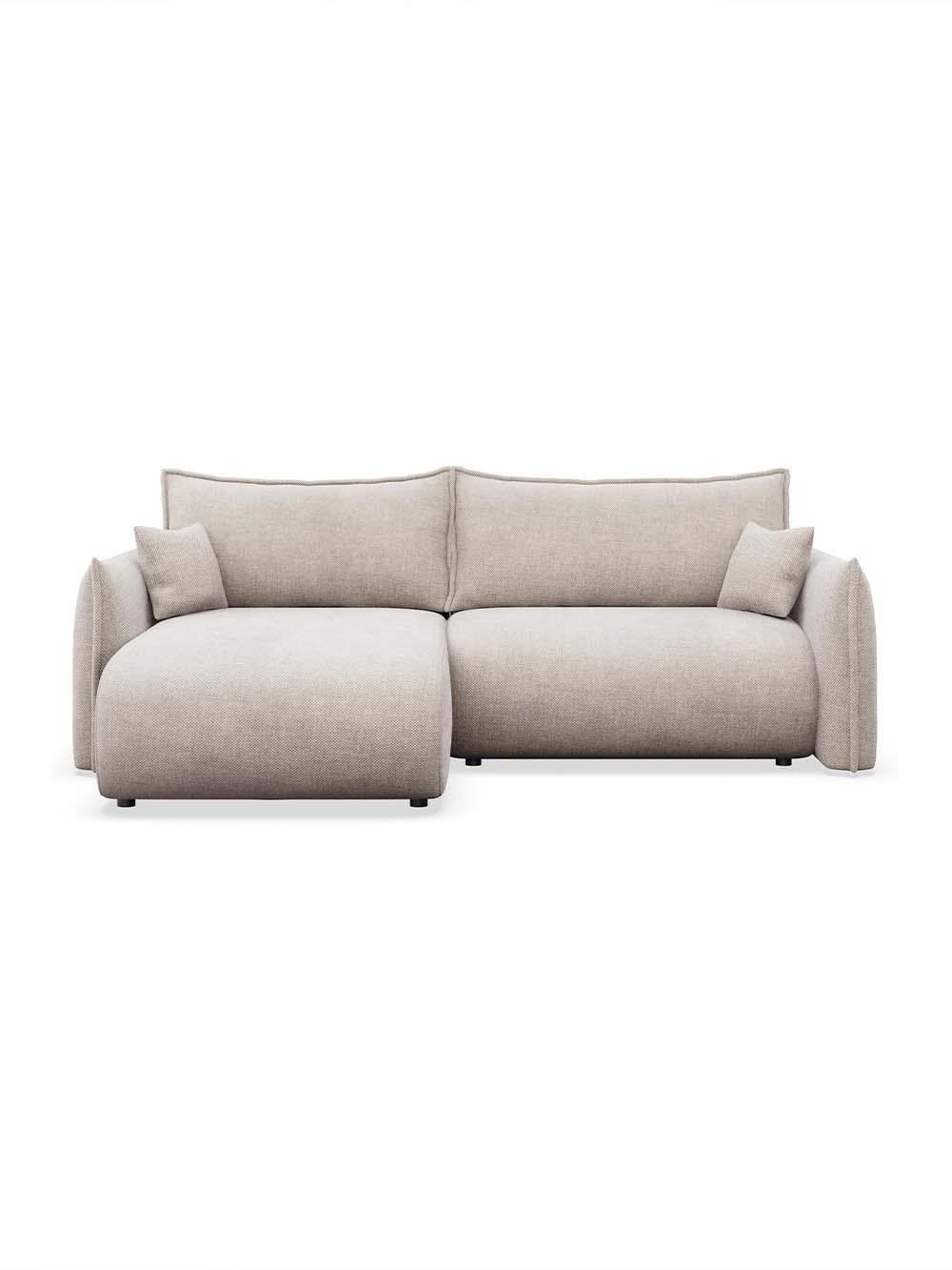 Kampinė sofa Lisbon, šviesaus smėlio, austas šenilas